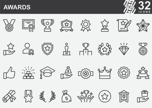 Awards Line Icons Awards Line Icons superheld stock illustrations