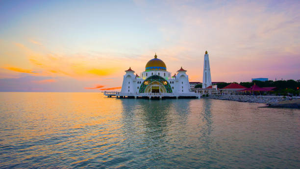 istock Majestic view of Malacca Straits Mosque during sunset. 1202916356