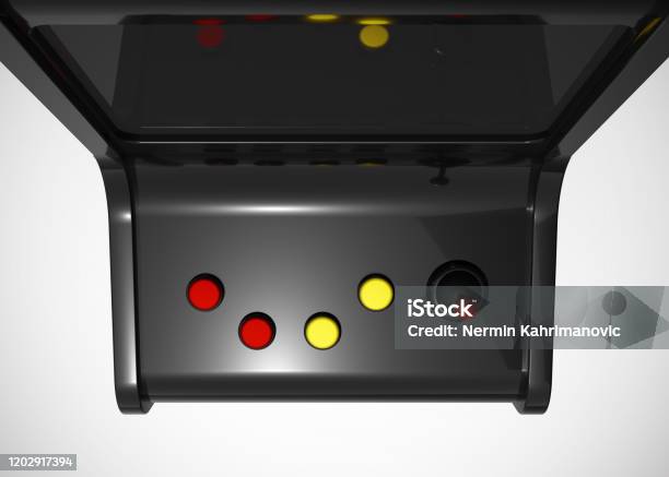 Three Button Arcade Machine Arcade Machine Retro Gaming Style With Joystick And Buttons 3d Render ...