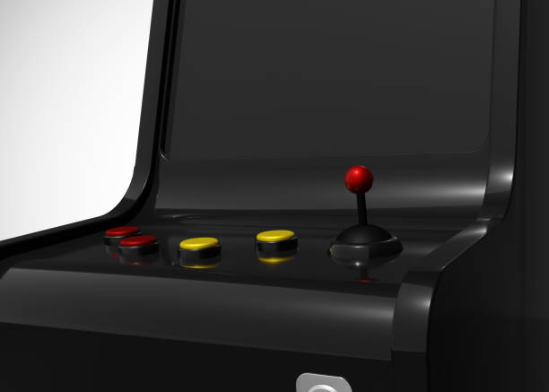 istock Arcade Machine Retro Gaming Style With Joystick and Buttons 3D Render 1202917433