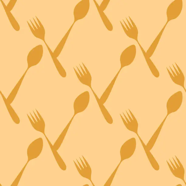 Vector illustration of Seamless pattern on the theme of Cooking, restaurants . Cutlery, Kitchen utensils. Flat Design of tablecloths, napkins, Wallpaper and other surfaces. Vector illustration