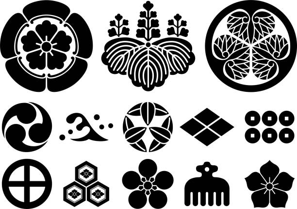 Sengoku warlord's crest material collection Sengoku warlord's crest material collection samurai stock illustrations