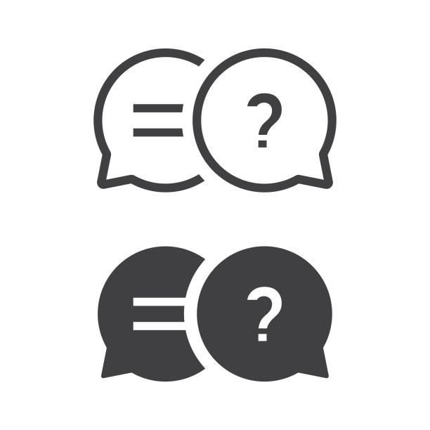 pertanyaan dan jawaban tentang desain datar ikon gelembung ucapan. - question icon ilustrasi stok