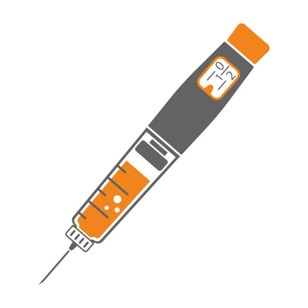 illustrations, cliparts, dessins animés et icônes de icône de seringue de stylo d'insuline de diabète - insulin diabetes pen injecting