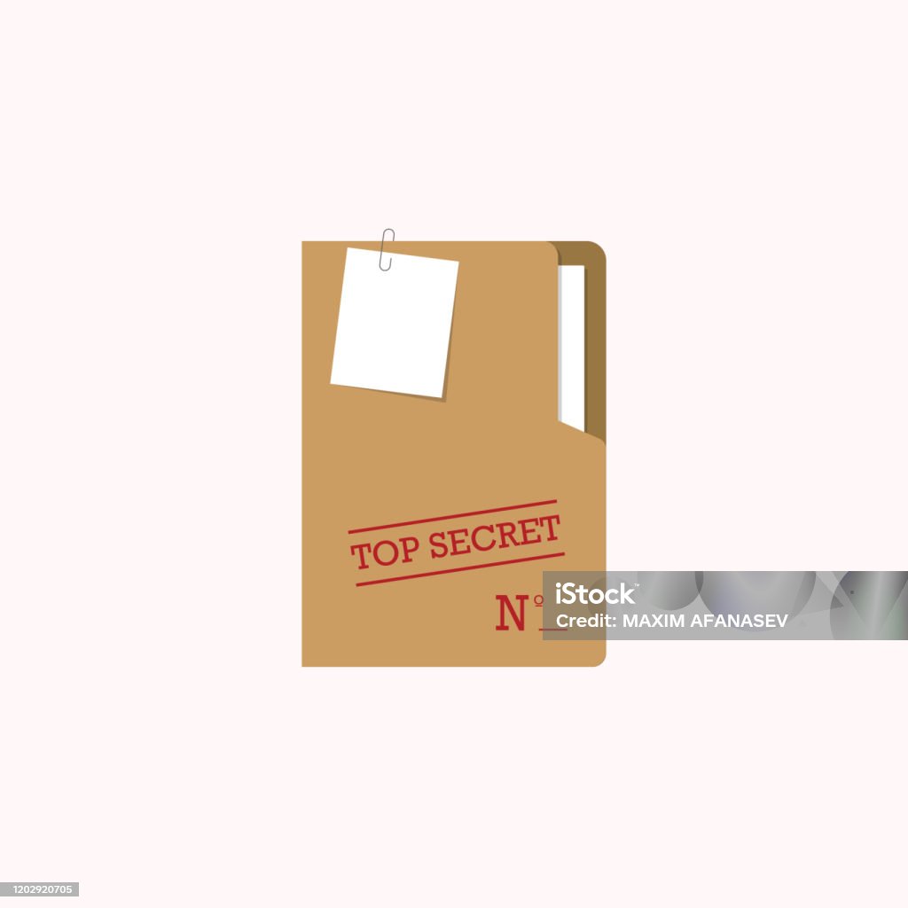Top Secret folder. Vector illustration flat design. Isolated on white background. Documents confidentially. Paper information in file. Easy to edit, space for text. File Folder stock vector Top Secret folder. Vector illustration flat design. Isolated on white background. Documents confidentially. Paper information in file. Easy to edit, space for text. File Folder stock vector