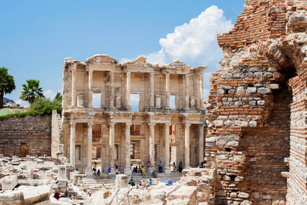 ephesus ancient city. - turkey tourist ephesus roman imagens e fotografias de stock