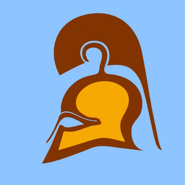 Vector illustration of Silhouette of antique Corinthian helmet in flat style