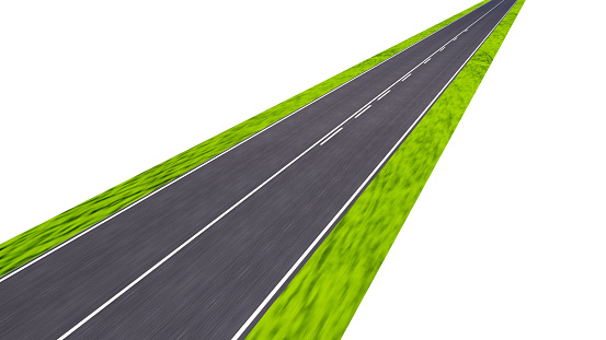 road with motion blur, 3d render, isolated on white