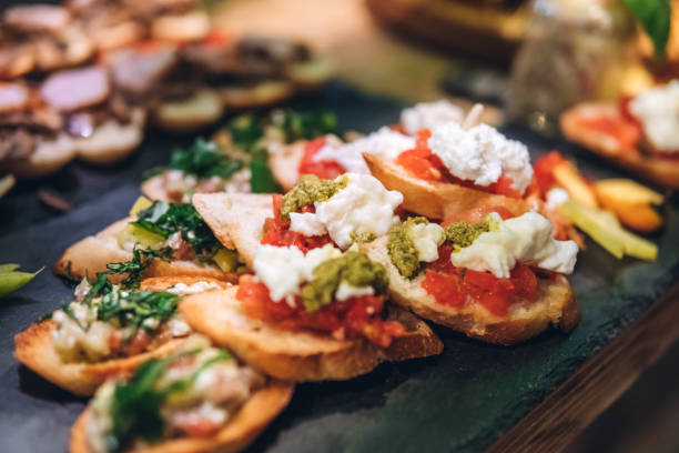 Canape appetizers Close-up of canape appetizers. canape stock pictures, royalty-free photos & images