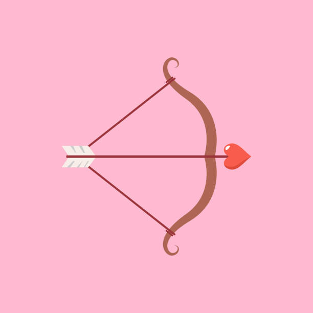 illustrazioni stock, clip art, cartoni animati e icone di tendenza di arco cupido e una freccia con il cuore - cupid