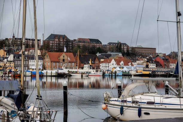 istock Harbour in Flensburg seen from the easterne side, North Germany 1202939067
