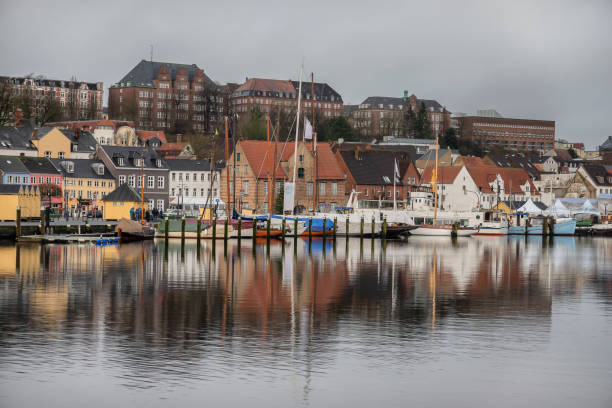 istock Harbour in Flensburg seen from the easterne side, North Germany 1202939287
