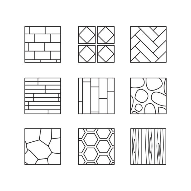 Flooring vector icons set. Editable Strokes Flooring vector icons set. Editable Strokes. brick and stone textures stock illustrations