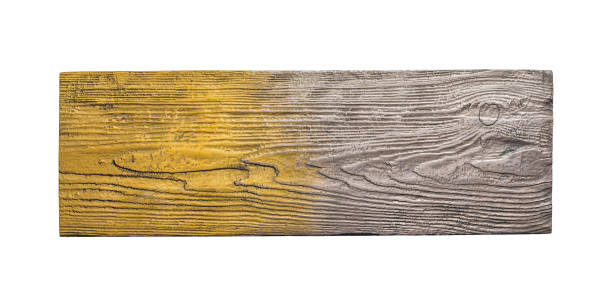 istock Partially gold plated and silver plated wood plank. Isolated texture background 1202943277