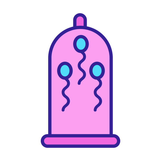 illustrazioni stock, clip art, cartoni animati e icone di tendenza di preservativo e vettore icona spermatica. illustrazione del simbolo del contorno isolato - condom aids orgasm sexual activity