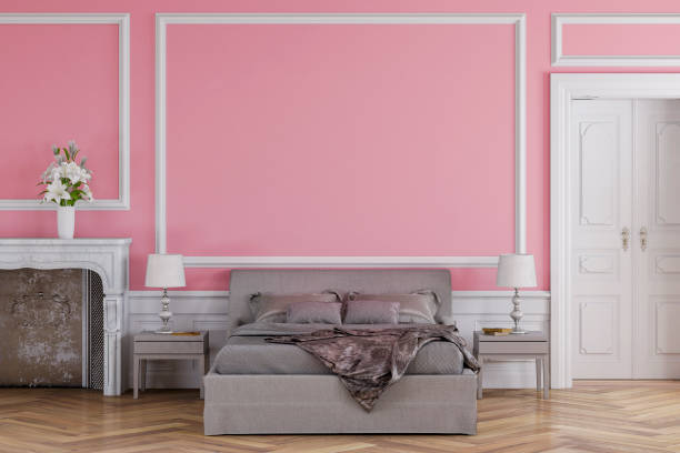 istock Glamour bedroom with decoration and fireplace 1202947755