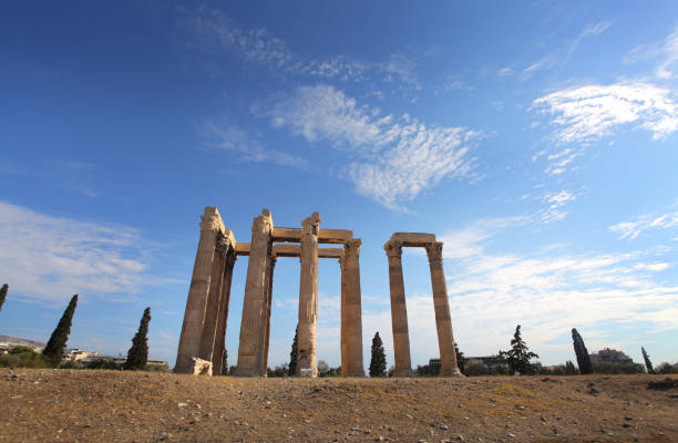 Temple of Olympian Zeus, also known as the Olympieion or Columns of the Olympian Zeus, is a former colossal temple at the center of the Greek capital Athens