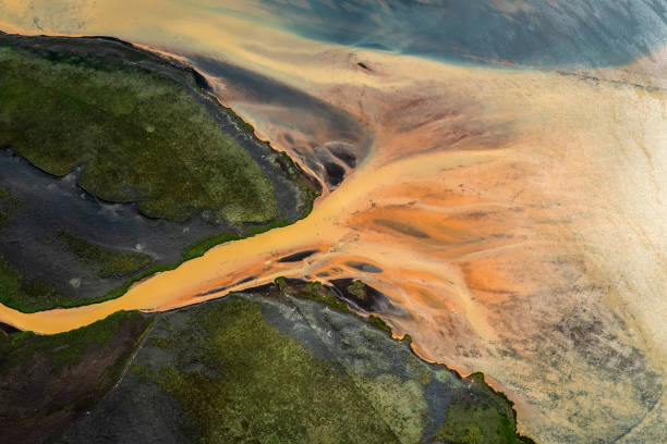 istock Abstract patterns of Iceland wilderness taken from a helicopter 1202951278