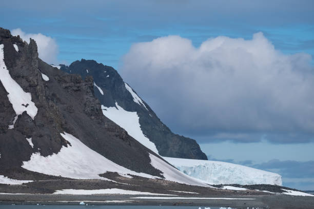 istock Breathtaking antarctic scenery with  penguins and elephant seals in the foreground, Yankee Harbour, South Shetland Islands, Antarctica 1202952890