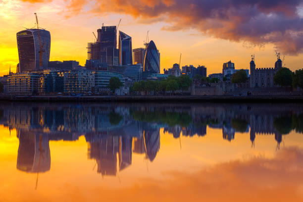istock London cityscape with skyscrapers over river Thames during sunset 1202955322