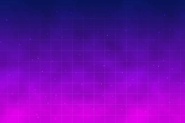 illustrations, cliparts, dessins animés et icônes de fond futuriste rétro avec le brouillard. ciel de nuit avec des étoiles et des nuages. - backgrounds dance and electronic purple abstract