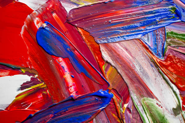 pennellata di vernice ad olio colorata testurata, isolata su sfondo bianco - oil painting fine art painting abstract brush stroke foto e immagini stock