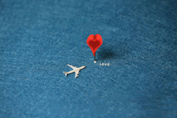 love is the destination to the plane stock photo