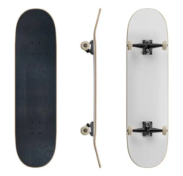 Photo of Blank skateboard deck template mockup - isolated on white