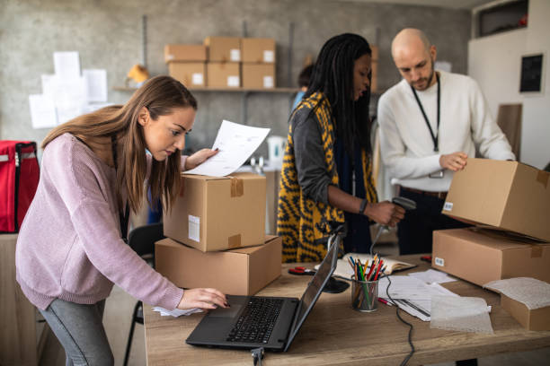 istock Online sellers preparing the delivery box for the customer 1202960516
