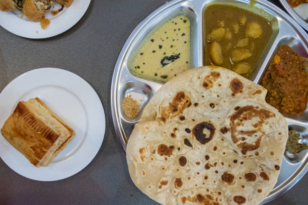 istock Burmese paratha flatbread served with dipping sauces 1202962215