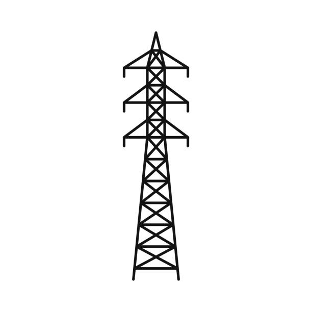 wieża elektryczna. wysokonapięciowa elektryczna wieża transmisyjna. energia elektryczna. - pylon elektryczności stock illustrations