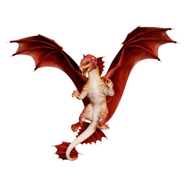 istock 3D illustration fantasy dragon on white 1202964474