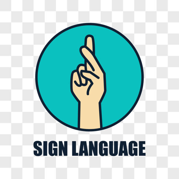 ręką z gestem języka migowego na przezroczystym tle - sign language american sign language human hand deaf stock illustrations
