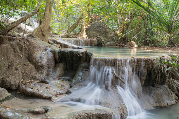 erawan waterfall - erawan falls fotos imagens e fotografias de stock