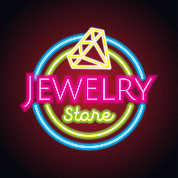 istock Jewelry store neon sign for jewelry business plank. vector illustration 1202968470
