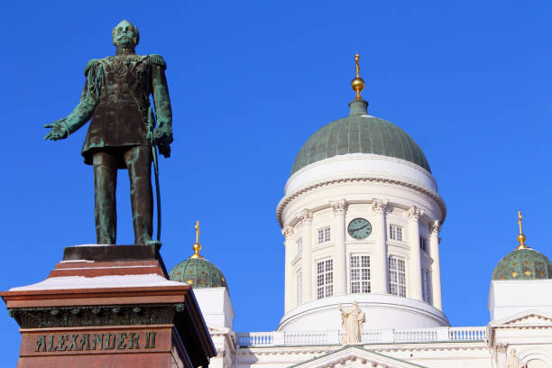 istock Alexander II sculpture and Helsinki Cathedral in Finland 1202968849