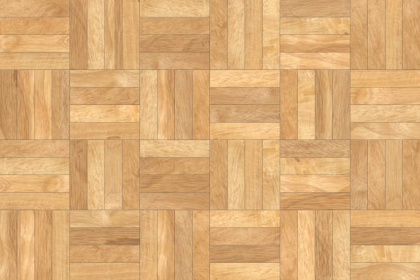 istock Wooden parquet with rectangular and square tiles - Background top view 1202969080