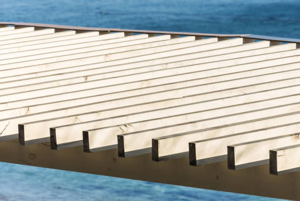 Wooden skeleton of a summer building under construction. Abstraction.