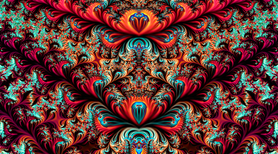 beautiful abstract fractal background with a variety of fractal patterns in red colors