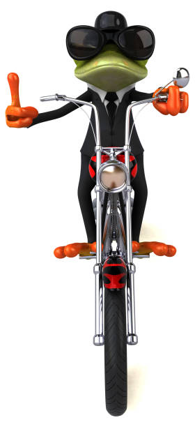 istock Fun frog on a motorcycle - 3D Illustration 1202971020