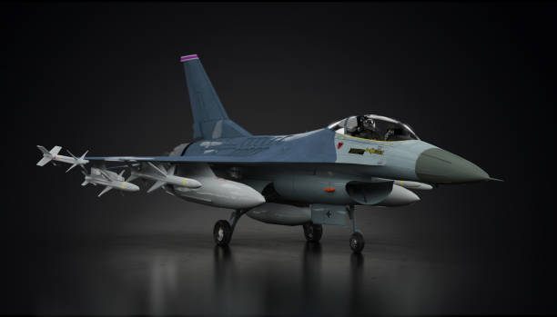 istock F-16 fighting falcon airplane fighter jet fully loaded  in dark background side view 3d render 1202972012