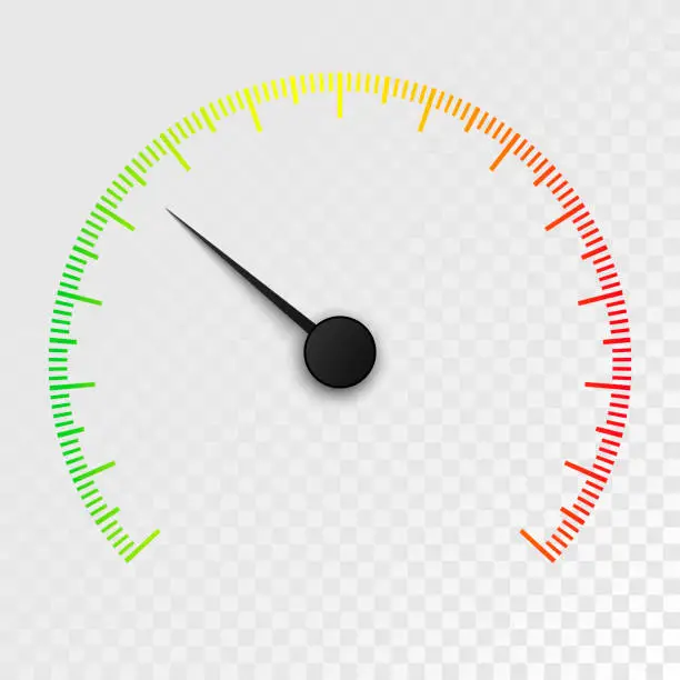 Vector illustration of Colorful Car speedometer isolated on transparent background.
