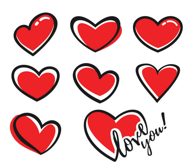 Heart Shape Icons Vector illustration of the hand drawn heart shape icons. heart clipart stock illustrations