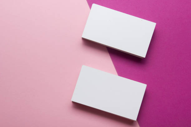 istock Business cards blank. Mockup on color background. Flat Lay. copy space for text 1202985413