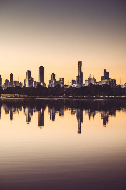 australian skyline of Melbourne australian skyline of Melbourne yarra river stock pictures, royalty-free photos & images