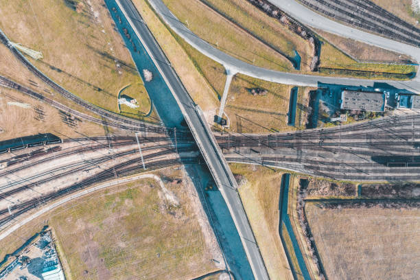 istock Aerial view of road bridge 1202989189