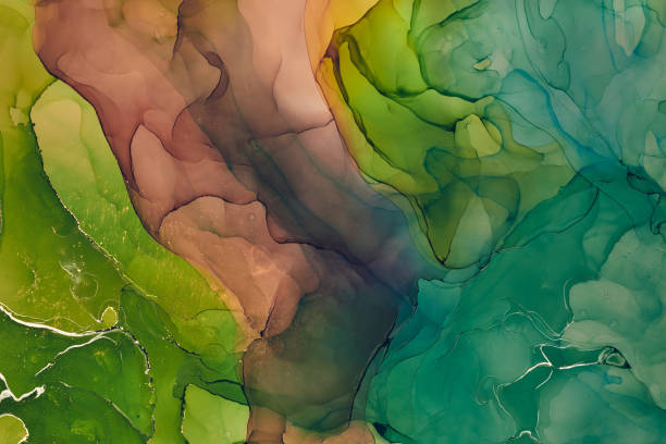 istock Alcohol ink colors translucent. Abstract multicolored marble texture background. Design wrapping paper, wallpaper. Mixing acrylic paints. Modern fluid art. Alcohol Ink Pattern 1202990078