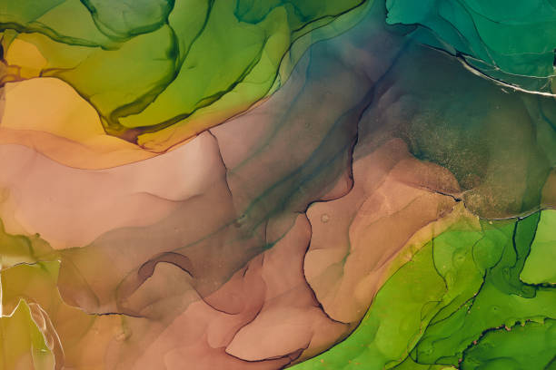 istock Alcohol ink colors translucent. Abstract multicolored marble texture background. Design wrapping paper, wallpaper. Mixing acrylic paints. Modern fluid art. Alcohol Ink Pattern 1202990151