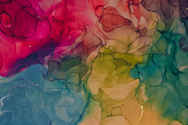 istock Alcohol ink colors translucent. Abstract multicolored marble texture background. Design wrapping paper, wallpaper. Mixing acrylic paints. Modern fluid art. Alcohol Ink Pattern 1202991505