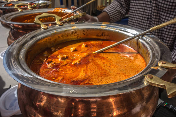 Copper pot with lentil soup, called in India \